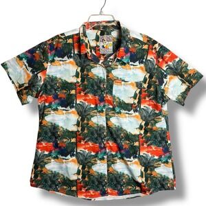 DIXXON Flannel Co Shirt Women's 2XL Tequila Sunrise Party Shirt Button Down SS